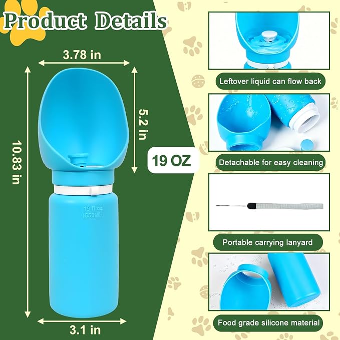 2 in 1 Foldable Dog Water Bottle, Leakproof Portable Pet Dispenser, Blue | Portable Water Dispenser for Cat, Rabbit, Puppy and Small Animals, for Pets Outdoor Walking, Hiking, Travel, BPA Free - Image 5