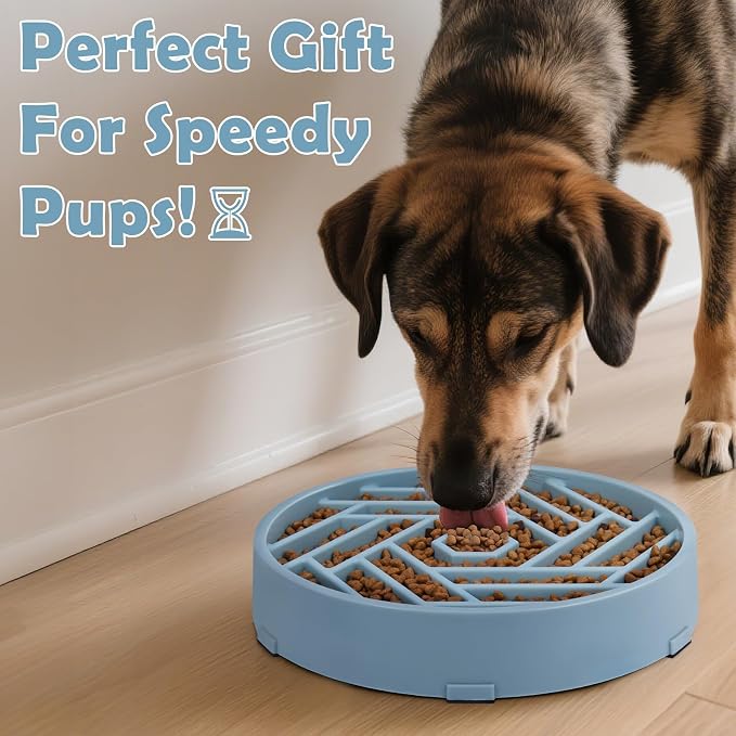 TOBYTO Slow Feeder Dog Bowls Large Medium Breed,Anti-Choking Slow Eating Dog Food Bowl,Non Slip Pet Slower Food Feeding Bowls Large Puzzle Slow Feeder Bloat Stop Maze Dog Dishes,Mist Blue - Image 9
