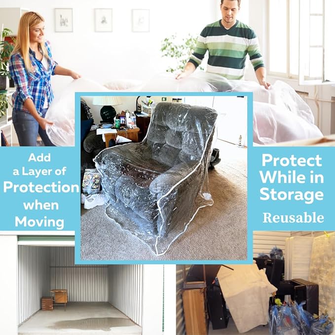 Evelots 2-Pack Clear Vinyl Recliner Covers, Spill-Resistant Protectors | Shields Furniture From Pet Claws, Stains, Dust and Spills, With a Durable Waterproof Design for Everyday Use or Home Storage. - Image 4