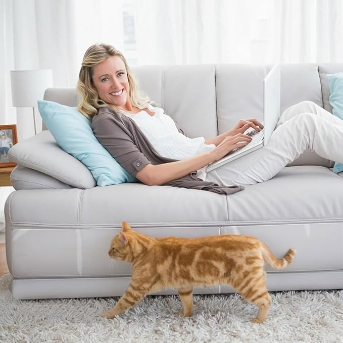 Generic Cat Scratch Furniture Protector, 15.8"x157" Thick Vinyl Couch Protector, Clear Self-Adhesive Cat Tape for Furniture, Sofa, Door, Walls - Image 5
