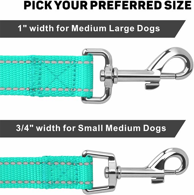 4FT Reflective Dog Leash, Padded Handle for Medium Large Dogs | Comfortable Nylon, Soft Handle Cushioning, Reflective Safety at Night, Training Leash for Park & Hiking (1in, Turquoise) - Image 4