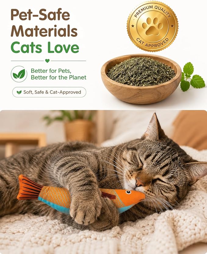 Cat Tunnel Bed with 2 Catnip Fish Toys (1000mg Natural Catnip) Interactive Cat Toys, Cat Tubewith Kitten Toys for Indoor Kittens, Collapsible Play Tunnel, Dark Grey - Image 3