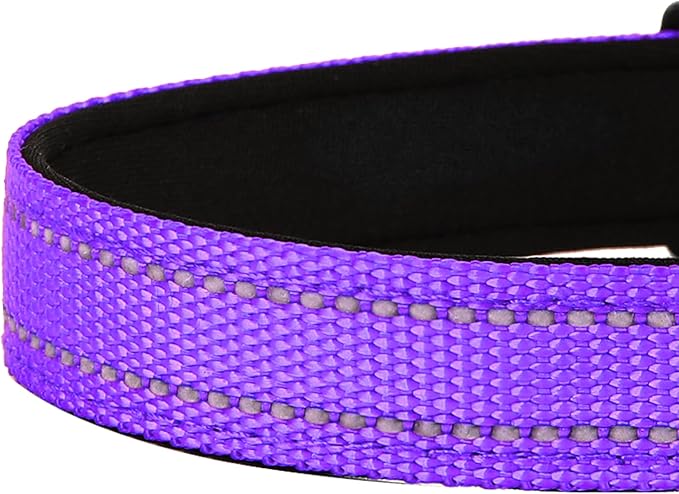 Reflective Dog Collar, Adjustable Soft Neoprene Padded,Purple,S | Breathable Nylon for Small Dogs,Tear-Resistant Webbing,Chafe‑Free on Walks and Hikes,Metal D-Ring,Night Safety - Image 5