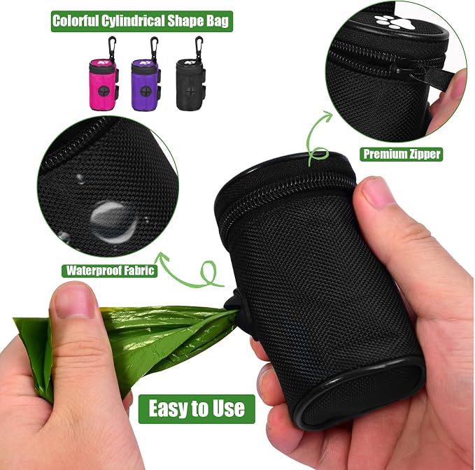 Dog Waste Bag Dispenser Pet Poop Bags Holder for Doggie Waste Bags Dispensers Soft Fabric Zipper Small Doggy Puppy Pouch for Leash Accessory Attachment with Carrier,Paw Print, No-XYBbk - Image 4