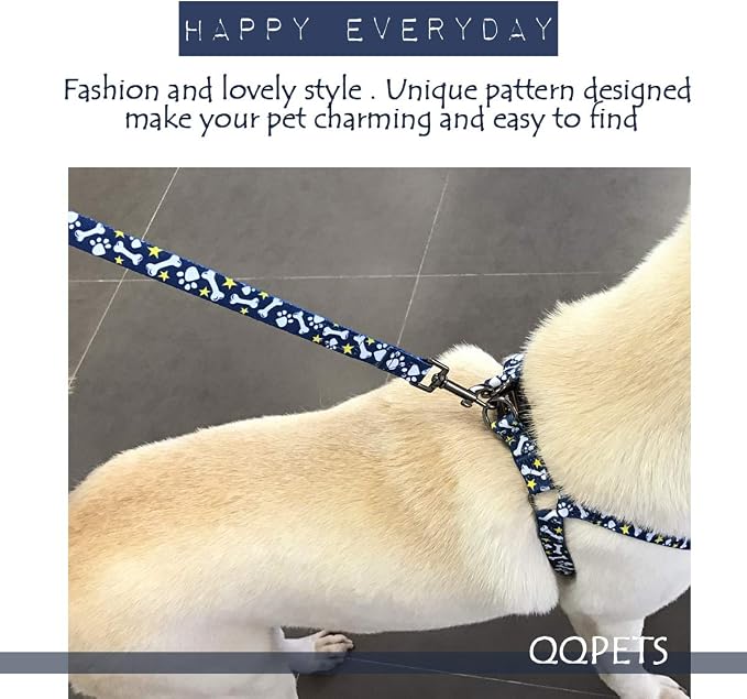 Dog Harness Leash Set Adjustable Heavy Duty No Pull Halter Harnesses for Small Medium Large Breed Dogs Back Clip Anti-Twist Perfect for Walking (M(19"-26" Chest Girth), Bone) - Image 6