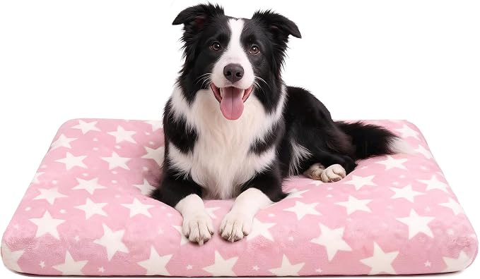 Orthopedic Dog Bed for Large Dogs, Washable Dog Mat with Removable Zippered Cover, Non-Slip Bottom, Comfort Crate Bed (Big&Little Stars Pink, M(30"*20"*3.1")) by %E7%AB%8B%E5%8D%B3%E8%B4%AD%E4%B9%B0