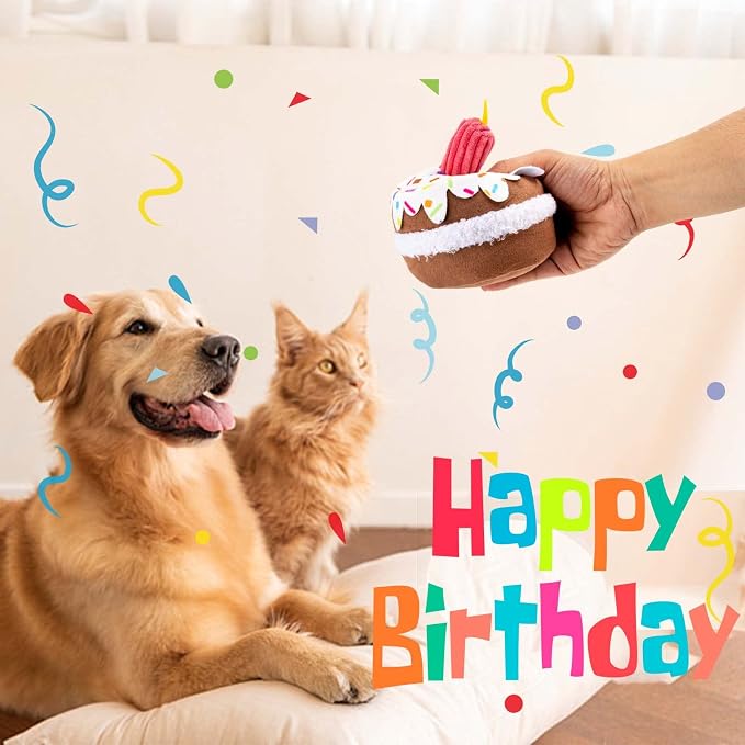 lilfrd Dog Birthday Toy, Birthday Cake Toys for Puppy Gifts, Squeaky Plush Dog Toys | Perfect for Birthday Party, Interactive Play, Suitable for Small Medium Breed Dogs - Image 2