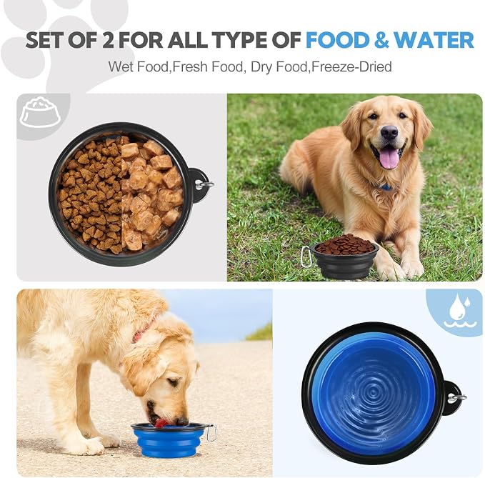 Collapsible Dog Bowl Large 34oz, Travel Dog Water Bowl Portable | 2 Pack, 2 Carabiner Clips, Silicone Travel Dog Bowl Foldable, Feeding Watering Dish Bowl, for Parking, Walking, Camping - Image 8