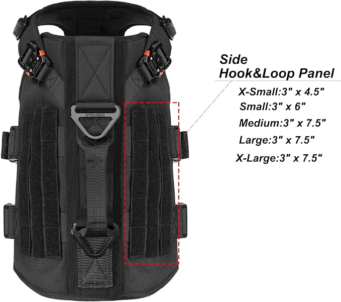 ICEFANG No Pull Tactical Dog Harness for Medium Dogs,Adjustable Dog Vest | Control Handle,MOLLE Panel,Front Hook,3 Leash Clips,Soft Padded,for walking training,Black,Medium - Image 4
