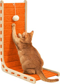 Felt Cat Scratcher for Indoor Cats,26.8 Inch,Orange | L Shaped Scratching Post, Scratch Board Scratchers for Large Cat Scratch Pad Furniture Protector with Ball Kitten Toys by NxwjoyPet