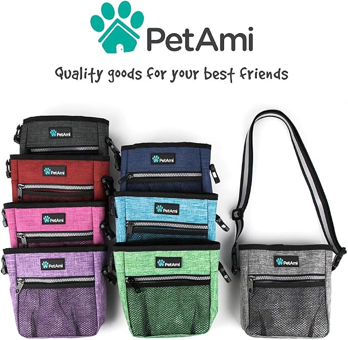 PetAmi Dog Treat Pouch | Dog Training Pouch Bag with Waist Shoulder Strap, Poop Bag Dispenser | Treat Training Bag for Treats, Kibbles, Pet Toys | 3 Ways to Wear (Turquoise) | No bowl included - Image 7