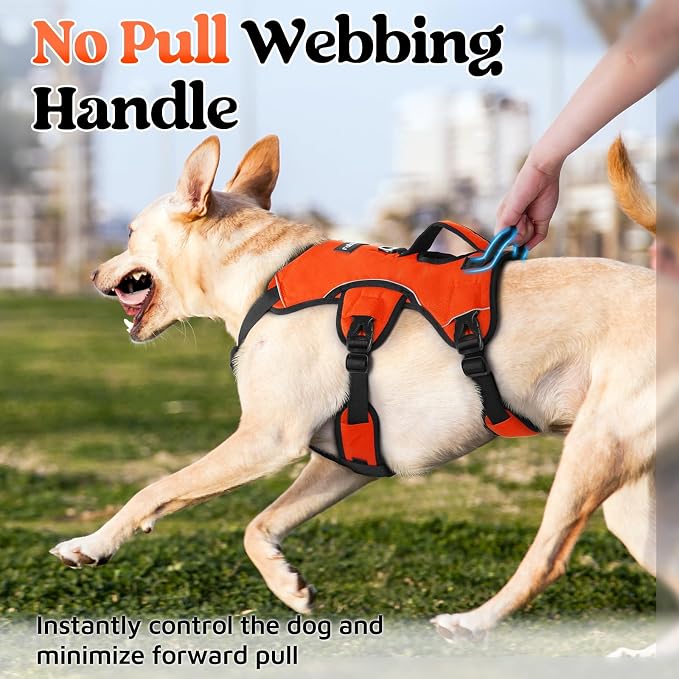 rabbitgoo Escape Proof Dog Harness for Large, No Pull with Lift Handle | No Escape, Full Soft Padded, Reflective Adjustable Vest, Leash Clip for Walking Hiking Training, Orange, Large - Image 4