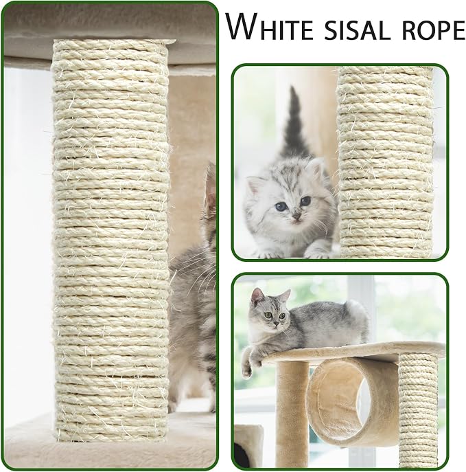 Natural Sisal Rope 1/4 Inch 32-Feet for Cat Tree Tower Repair and Replace Scratching Post, DIY Hemp Twine Rope for Cat Scratching Furniture Window Perch and Crafts Gardening Home Decorating - Image 2