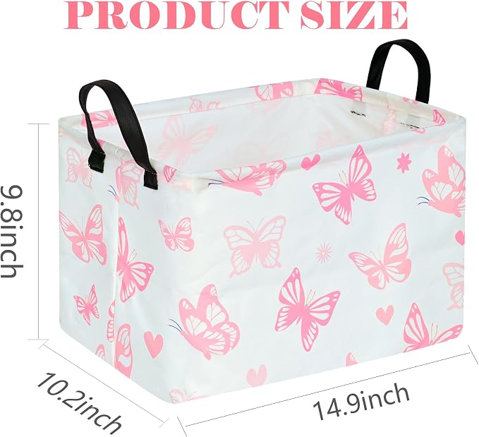 Storage Basket Home Shelf Basket Kids Organizer Box Clothes Laundry Hamper Nursery Bin Gift Laundry Basket with Handles for Home (Butterfly) - Image 2