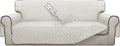 ISSUNTEX Double Protection 100% Waterproof Sofa Covers for Living Room, Couch Covers for 3 Cushion Couch Sofa, Reversible Furniture Protector Sofa Cover for Dogs, Pets, Kids (Sofa, Ivory/Ivory) by ISSUNTEX