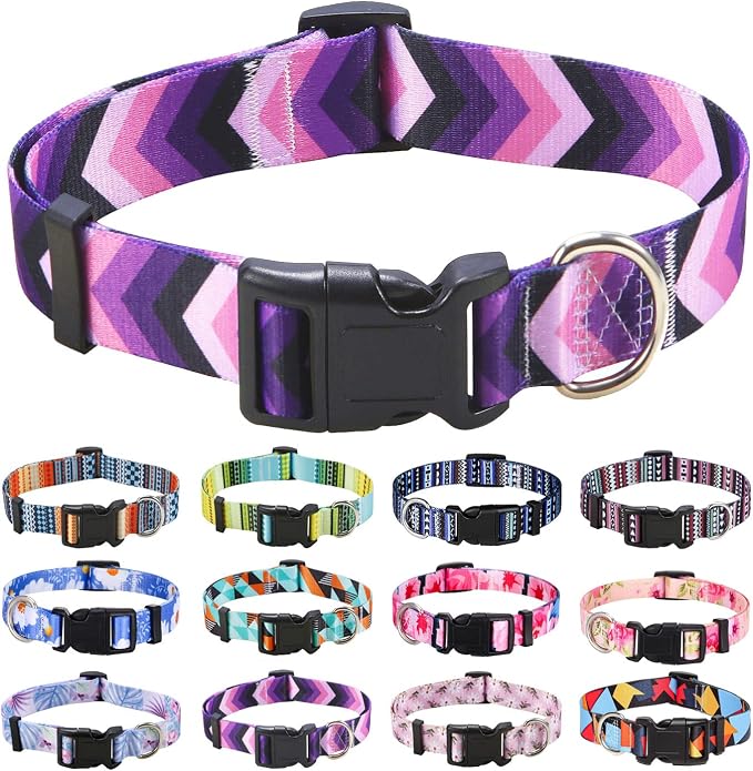 Mihqy Dog Collar for Large Dogs, Fashion Design, Purple Arrow,L | Neck Fit 14.9"-24.8", Multiple Patterns，4 Sizes for Small Medium Large Dogs, Comfortable for Walks and Outdoor Hikes by Mihqy