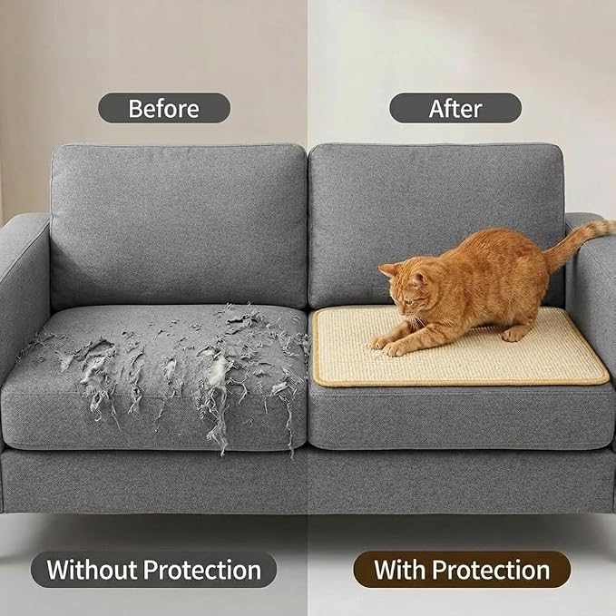 Cat Scratcher Mat, Sisal, Jute Border, Sofa & Floor Protector, 23.6x15.7in | pingping-go,1 Pack, Anti-Slip Latex Base, Wall Mountable, Indoor & Outdoor, Beige - Image 7