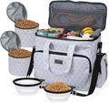BAGLHER Dog Travel Bag, Pet Travel Bag (ALL Pet Travel Supplies), With 2 Pet Food Containers and 2 Collapsible Silicone Bowls; Essential Kits for Pet Travel DLwhite by BAGLHER