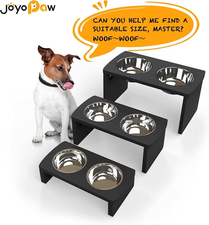 Elevated Dog Bowls, Waterproof Raised Dog Bowl for Medium Dogs, HIPS Poly Lumber Stand with 2 Stainless Steel Bowls, Indoor & Outdoor Use (7'' Tall-40 oz Bowl, Black) - Image 7