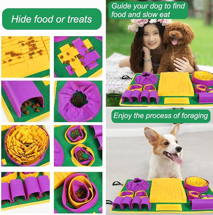 Vivifying Snuffle Mat for Dogs, Interactive Dog Puzzle Toys for Boredom and Mental Stimulation, Sniff Mat Helps Puppy and Cats Slow Eating and Keep Busy - Image 5