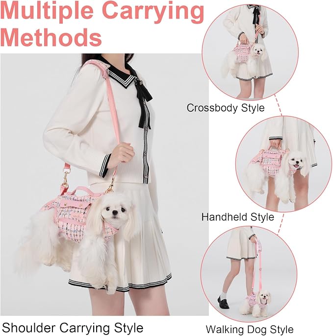 Wakytu Dog Lift Harness Dog Carrier Sling for Small Dogs & Cats,XS | stylish puppy sling carrier with handle & pocket,adjustable leash,walking & travel - Image 7