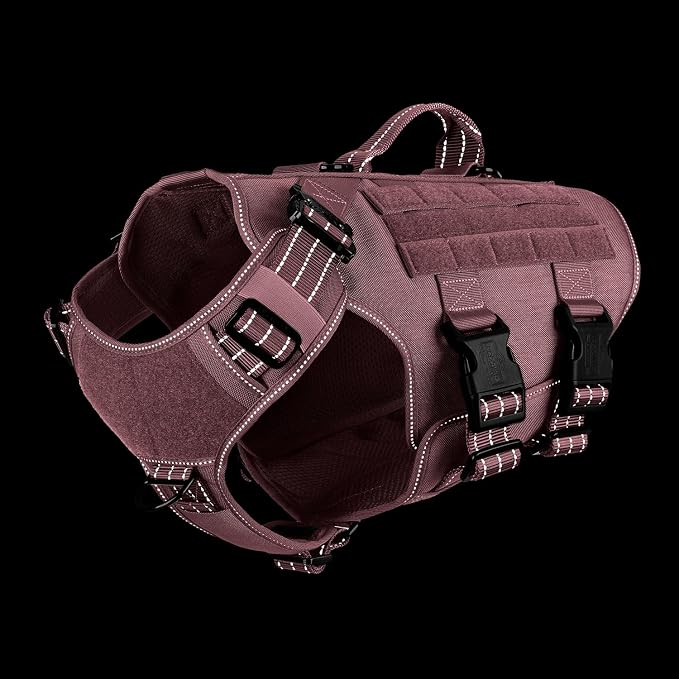ICEFANG No Pull Tactical Dog Harness for Large Dogs,Adjustable Dog Vest | Control Handle,MOLLE Panel,Front Hook,3 Leash Clips,Soft Padded,for walking training,Pink,Large - Image 5