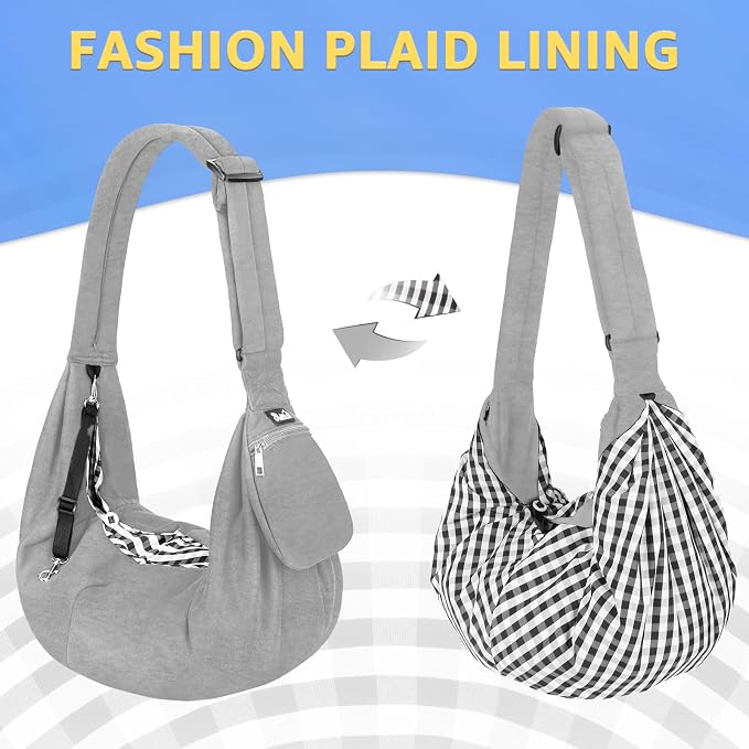 SlowTon Dog Carrier Sling - Thick Padded Shoulder Strap Adjustable, Cloud S | Dog Carriers for Small Dogs, Puppy Carrier Purse for Pet Cat with Front Zipper Pocket Safety Belt Machine Washable - Image 8