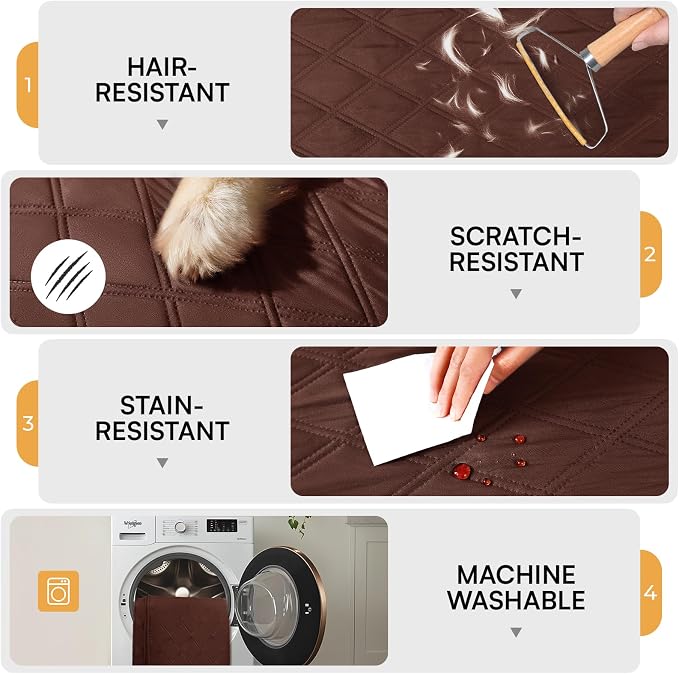 Luciphia Waterproof Couch Cover for Dogs, Non-Slip Pet Sofa Protector | Non-slip waterproof couch cover scratch-resistant machine washable protects sofa bed, Coffee Brown, 40" x 50" - Image 4