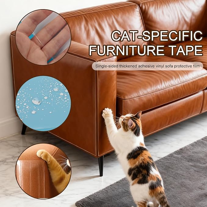 Cat Scratch Furniture Protector,107x 11.8Inch Self Adhesive Anti-Scratch Flexible Sticky Corner Guard for Cat Scratching Protection, Pet Furniture Protector for Sofa, Door, Wall - Image 5