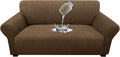 Waterproof Stretch Spandex Loveseat Couch Cover - Non-Slip Soft Sofa Slipcover with Elastic Bottom, Washable Leakproof Furniture Protector for Kids, Pets, Dogs & Cats (Loveseat, Chocolate) by Unknown
