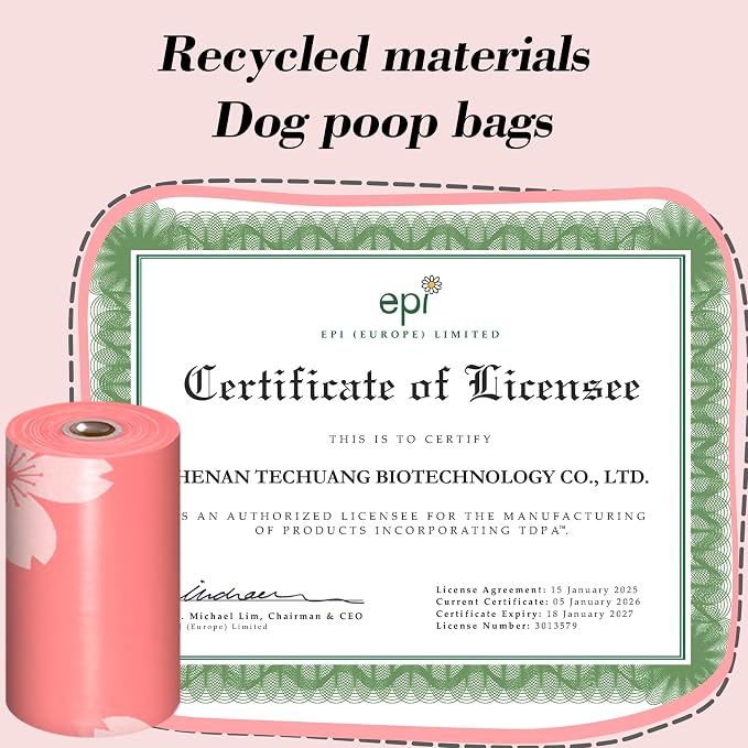 Cherry Blossom Scented Dog Poop Bags - 24 Rolls 360 counts | Leak Proof Extra Large 13x9 Inch Pink Dog poop bags rolls with Dispensers, Fragrance Bags for Dogs Walking and Cat Litter - Image 6