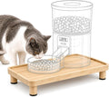 Cat Food Stand, Elevated Cat Feeding Station for Bowls & Feeders | Raised Rim Bowl Support, For Automatic Feeders & Bowls, Non-Slip Feet, Tool-Free Assembly, 15.8 x 9.8 in Wood Platform by Midollarle