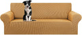 KEKUOU Stretch Oversized Couch Covers for Sofa Slipcover,Golden | 1-Piece Washable Sofa Cover (94"-110") 4-Seater Furniture Protector, Soft Jacquard Non-Slip Elastic Bottom for Dogs & Kids by KEKUOU