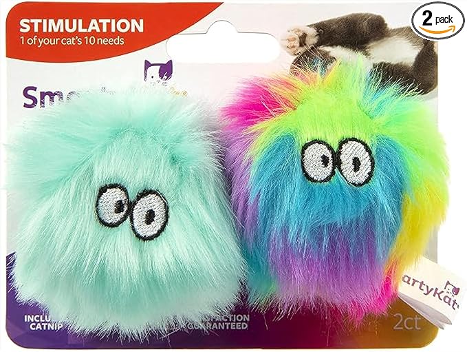 SmartyKat (2 Count) Fuzzy Friends Plush Catnip Ball Cat Toys - Rainbow/Turquoise, 2 Count by SmartyKat