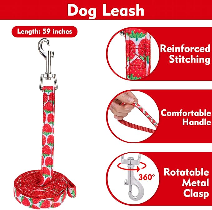 EXPAWLORER Step-in Dog Harness Small Sized and Leash Set | Cute Small Dog Harness No Pull Girl, Breathable Soft Mesh Padded, Adjustable Light Puppy Vest for Dogs Cats, Strawberry XS - Image 5