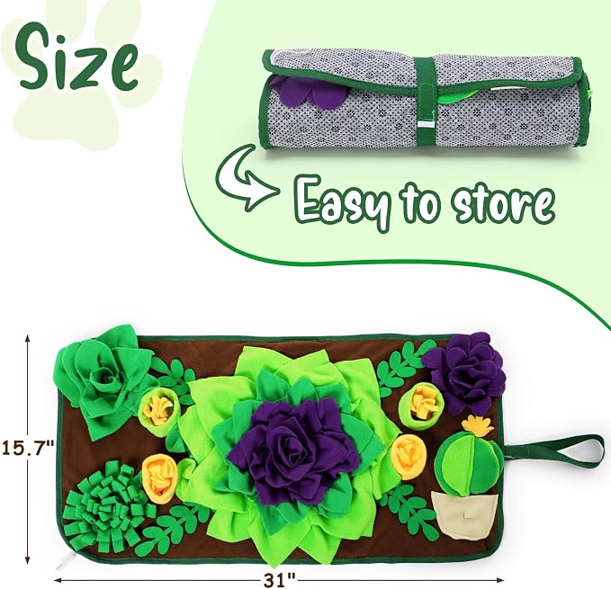 CiyvoLyeen Snuffle Mat for Small & Medium Dogs and Cats, 30.7''x 15.7'' Dog Feeder Puzzle Enrichment Game, Slow Eating Feeding Mat, Foraging Mat for Rabbit, Pig, Stress Relief Puppy Gift for Pet Lover - Image 2