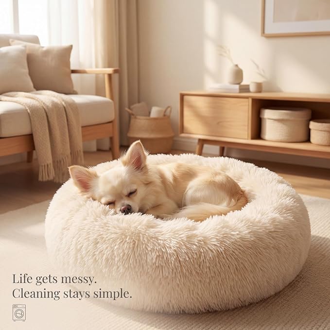 nononfish Puppy Bed for Small Dogs,Calming Donut Round Pet Bed | Comfortable plush bed for everyday indoor pet rest. - Image 7