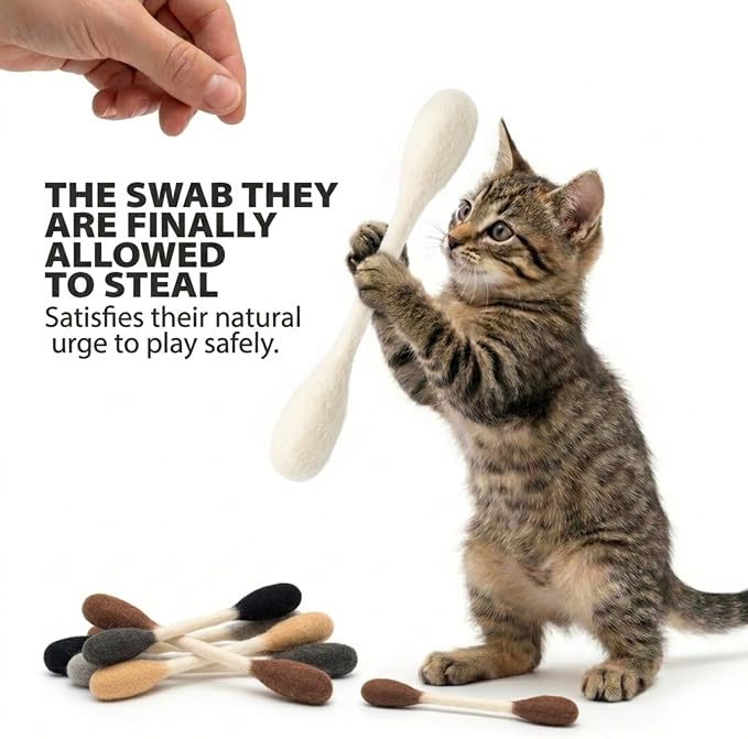Glaciart One Swabs Cat Toys with Catnip - 6 Pk | Durable for Chew, Cute Cat Toys Interactive Kitty for Boredom, Exercise, & Play | Filled w/Organic Catnip for Anxiety & as Digestive Aid | Gift Idea - Image 3