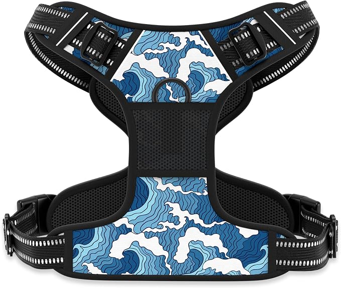 Rnivvi No Pull Dog Harness, Cute Reflective Large Sized Puppy Harness, Adjustable Soft Padded Vest for Large Dogs, Heavy Duty Pet Vest with Easy Control Handle for Walking Training, Japanese Style by Rnivvi