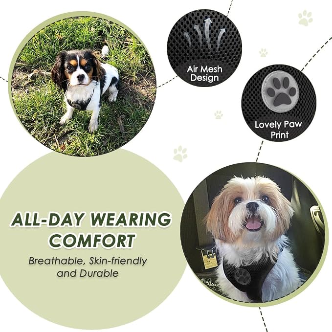Lukovee Dog Car Harness Seat Belt, Harness & Seatbelt with 2 in 1 Buckle | Adjustable Soft Breathable Mesh Harness, Reflective Elastic Reflective Tether, for Small Medium Large Dogs Pets (Black,M) - Image 3