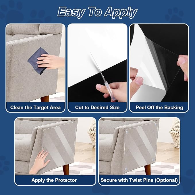 Anti Cat Scratch Furniture Protector, 14" Couch Protector from Cat Claws, Cats Couch Protector Couch Cat Scratch Protector Transparent Sofa Guard Shield Single Sided Sticky Tape, 20 Pack - Image 4