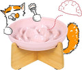 Slow Feeder Cat Bowl with Stand - Unbreakable Elevated Slow Feeder Bowl for Cats - Melamine Puzzle Raised Cat Food Bowl - Whisker Friendly & Wet & Dry Food- Dishwasher Safe & Non Slip (Pink by FullCharm