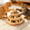 Solid Wood Cat Ball Track,Heavy Duty 3-Tier Interactive Cat Toy Tower with 9 Removable Balls,Bell & Catnip,No Assembly Required,Anti-Tip Sturdy Base for Indoor Cats, Kittens & Large Cats by BaitengTech