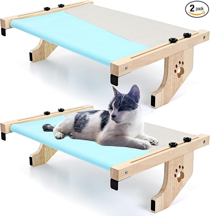 Suzile 2 Pack Cat Window Perch, Holds up to 33 Lbs | Window Perch for Cats Inside, Heavy Duty Cat Window Hammock with Wood and Metal Frame, Adjustable Space Saving by Suzile