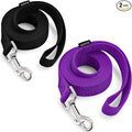 AMAGOOD 6 FT Puppy/Dog Leash, Strong and Durable Traditional Style Leash with Easy to Use Collar Hook, Great for Small, Medium and Large Dogs (1" x 6 ft, Black and Purple (2-Pack)) by DOGLEASH