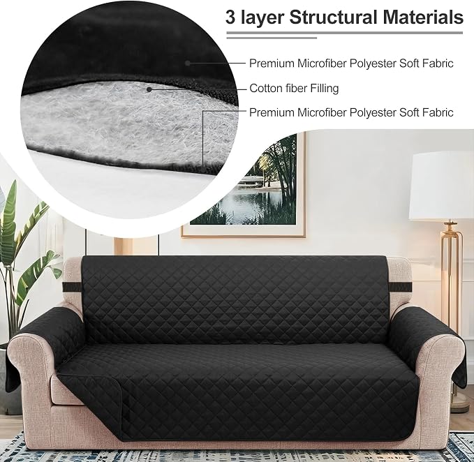 Reversible Recliner Chair Covers, 23" Chair, Black/Black | Chair Covers for Living Room with Elastic Straps, Water Repellent, Chair Protectors Covers for Dogs - Image 4