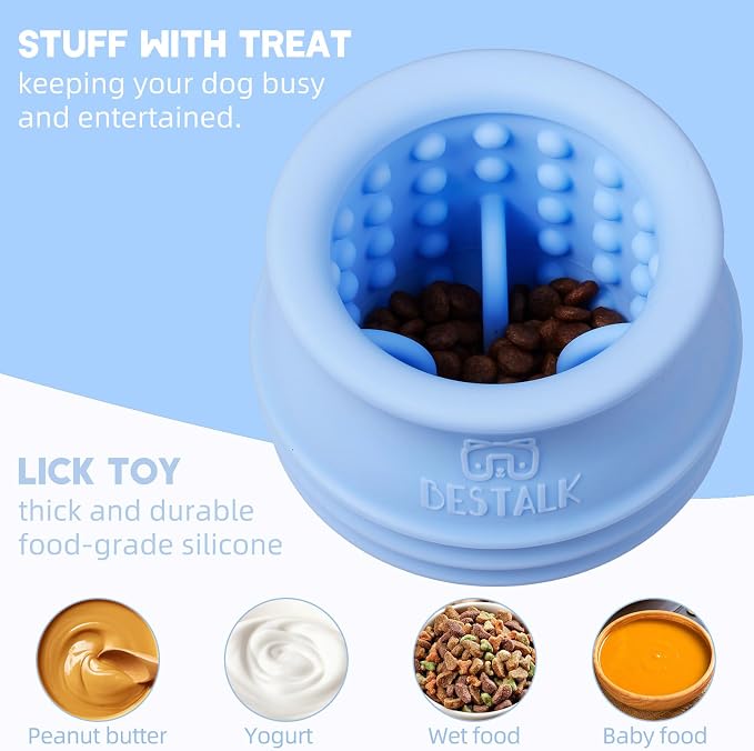 Dog Enrichment Treat Toy, Long-Lasting Wobbly Interactive Freeze Lick Toys for Dogs, Stuffable Puzzle Feeder Toy for Boredom, Silicone Treat Dispensing Chew Toy (Baby Blue,M) - Image 4