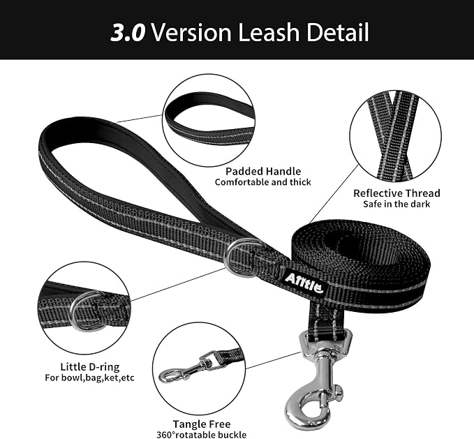AIITLE Medium Dog Harness and Leash Set, Step-in Puppy Pet Vest, Black M | Breathable Mesh, Adjustable Fit, Reflective Design, Padded Leash Handle, for Small-Medium Dogs & Cats, Walking, Training - Image 6