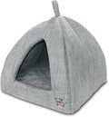 Best Pet Supplies Cat Bed for Indoor Cat, Domed Tent House with Removable Pillow, Covered Cat Cave for Small Dog, Puppies and All Breeds of Cats - Gray Linen, 16 x 16 x H:14" by BestPetSuppliesLLC