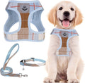 PUPTECK Dog Harness, Collar and Leash Set No Pull for Small Medium Sized | Plaid Puppy Step-in Escape Proof Reflective No Choke Pet Cat Adjustable Walking Vest by PUPTECK